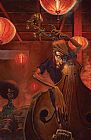 Player Paintings - Bass Player by Unknown Artist